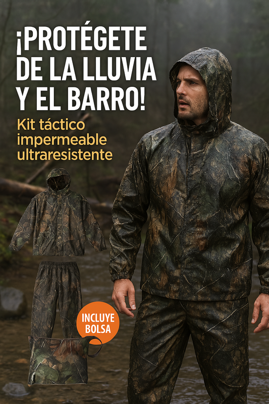 Kit Táctico HÉROE: Chaqueta + Pantalón + Bolso – 100% Impermeable