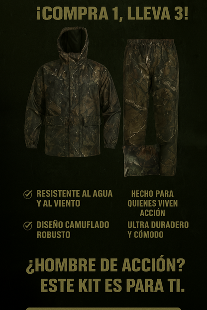 Kit Táctico HÉROE: Chaqueta + Pantalón + Bolso – 100% Impermeable